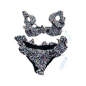 Caroline Constas Lotus Bikini Top & Bottom Swim Vacation NWT $450 Size Medium